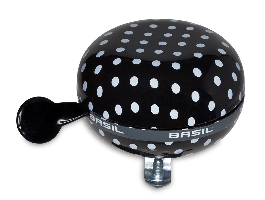Basil Ding Dong Big Polkadot Bicycle Bell - 8 cm, Black/White