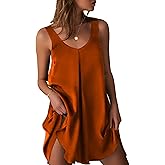 Ekouaer Women's Sleeveless V Neck Satin Nightgown