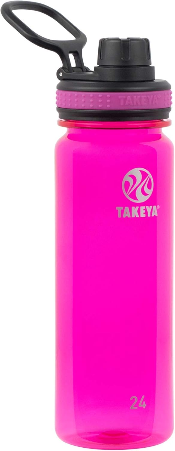 Takeya Tritan Sports Water Bottle with Spout Lid, 24 oz, Fuchsia