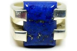 55Carat Genuine Lapis Lazuli 925 Sterling Silver Statement Ring Handcrafted Size 4,5,6,7,8,9,10,11,12,13
