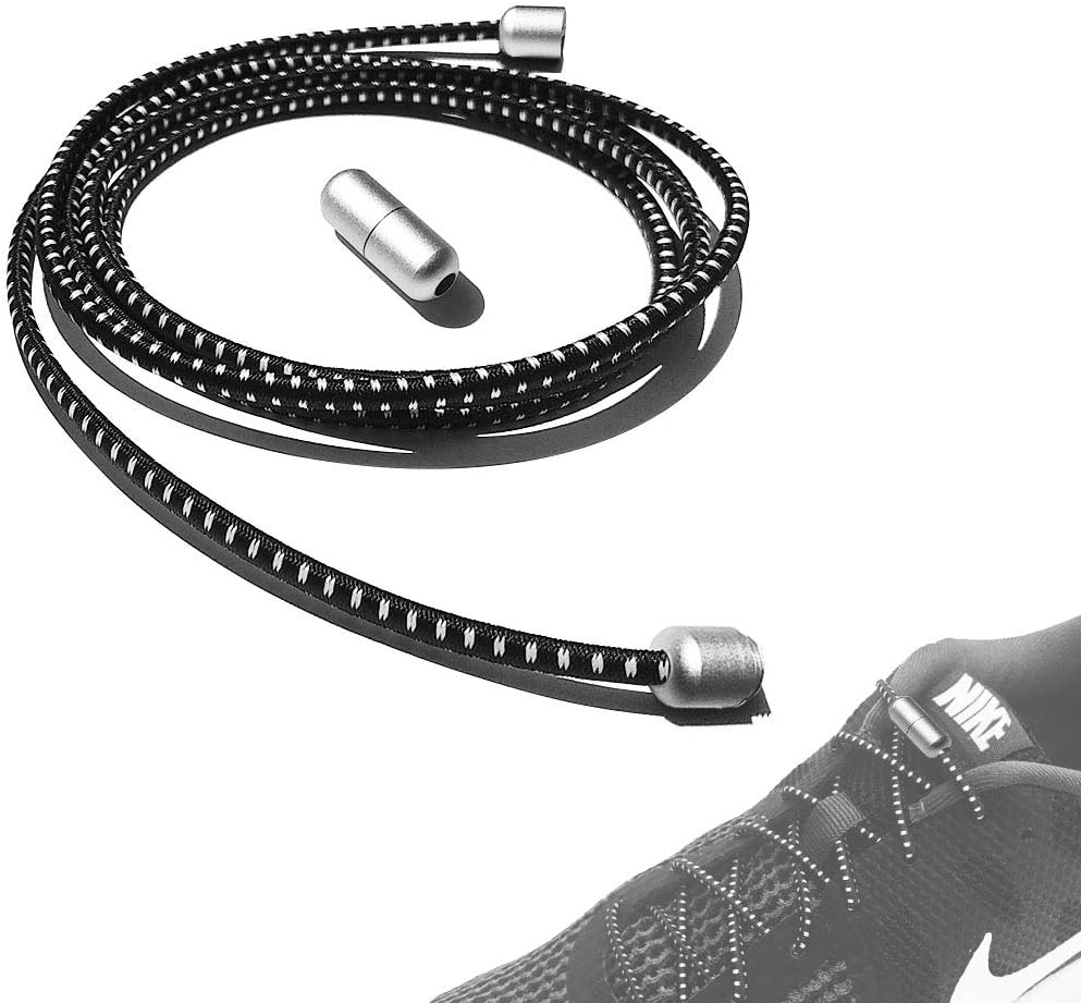 ILIVABLE No Tie Shoelaces for Kids and Adults, Metal Lace Lock with Elastic Shoe Laces System for Sneaker Running Shoes, Board Shoes and Casual Shoes