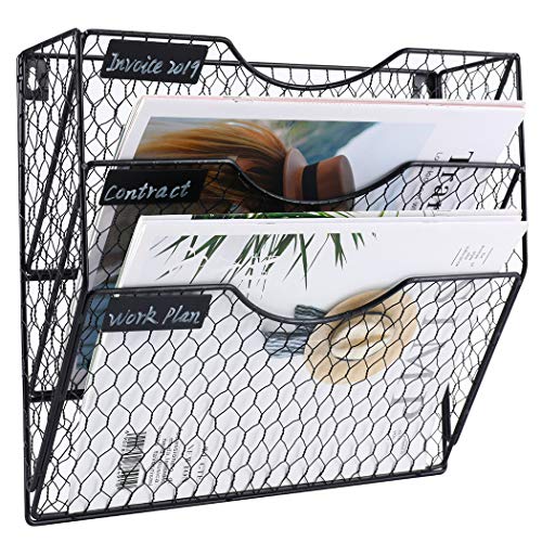 PAG Wall File Holder Hanging Mail Organizer Metal Chicken Wire Wall