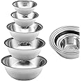 YGFRSTO Mixing Bowl Set of 5, Stainless Steel Mixing Bowls, Nesting Whisking Bowl Set for Cooking, Baking, Serving, Food/Salad Prep
