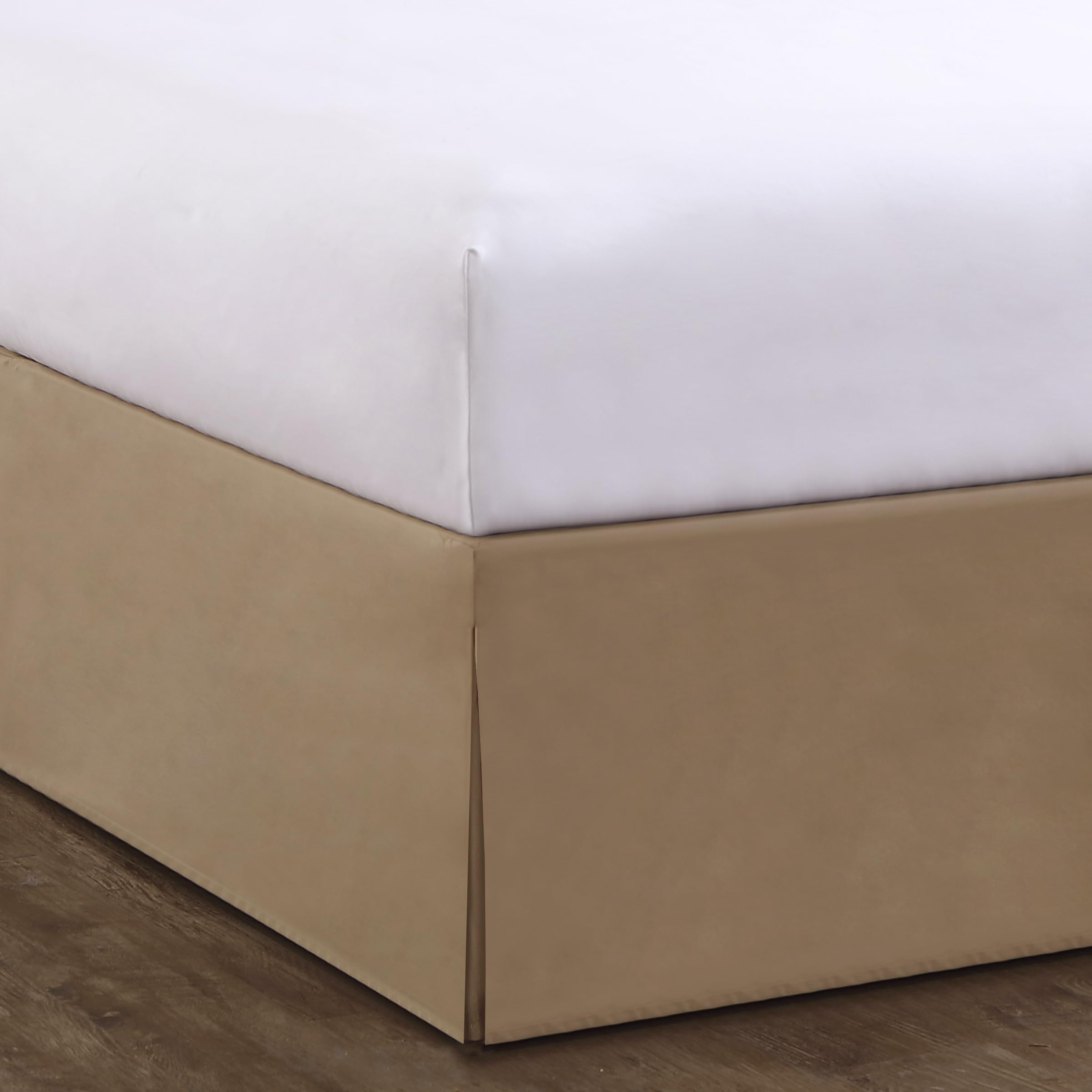 Bed Maker’s Never Lift Your Mattress Wrap Around Bed Skirt, Classic Style, Low Maintenance Wrinkle Resistant Fabric, Traditional 14 Inch Drop Length, Queen, Mocha