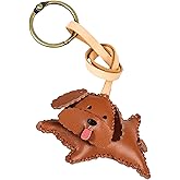 TiCKandPiCK Cute Dog Vegan Leather Charm Keychain - Hand-Sewn Bag Charm for Car, Backpack Decoration, Gift for Women Men Kids