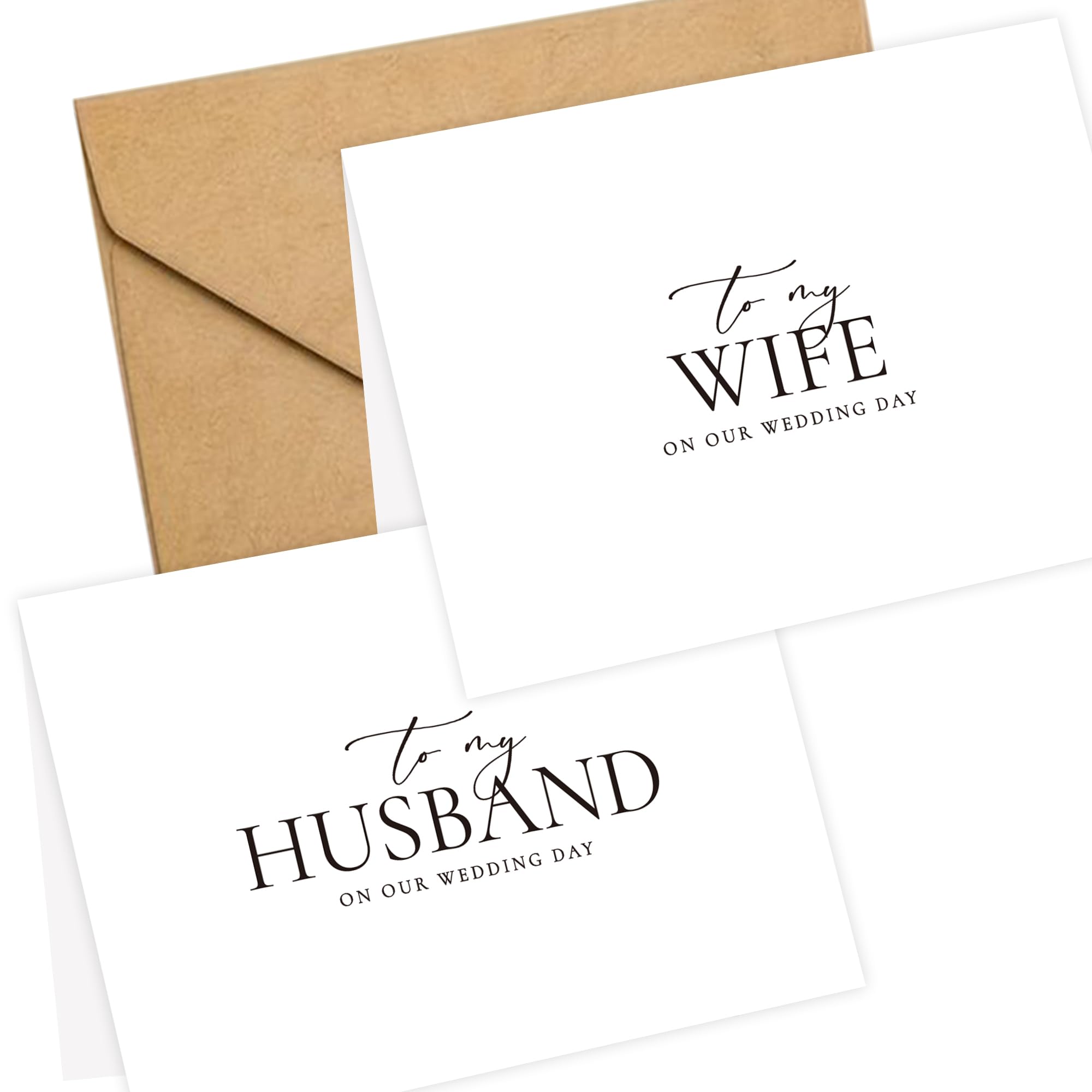 LADY&HOME Set of 2 Wedding Day Cards with Foil Accents and Envelopes,To My Bride On Our Wedding Day Card,To My Groom On Our Wedding Day Card (A1: Husband & Wife)