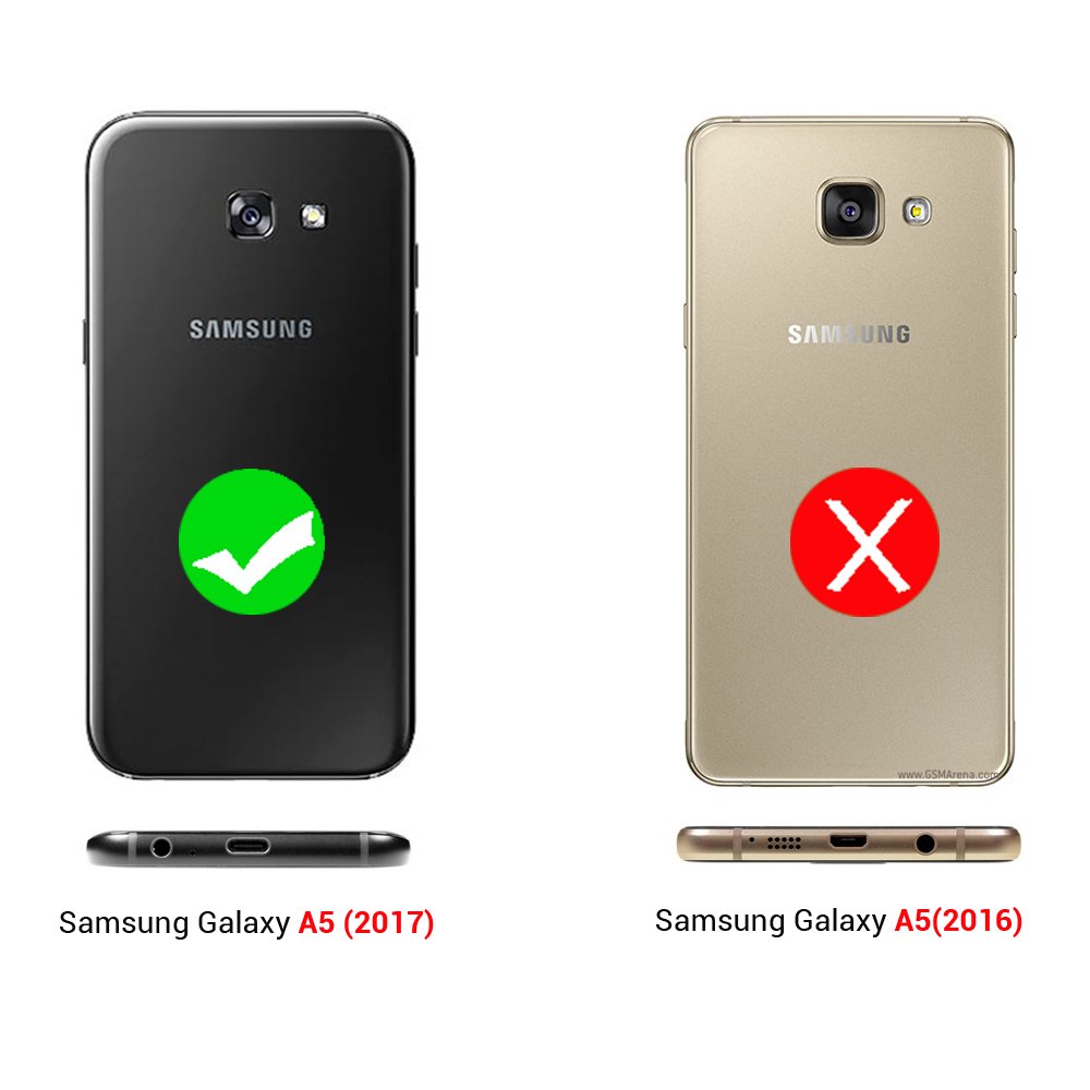 A5 2017 Case - MAXFE.CO for Samsung A5 2017 Case Embossed Butterfly Rose Gold PU Leather Flip Stand Cover Case for Samsung Galaxy A5 2017 (5.2 Inch) with Dual Layer Hand Strap Card Holder [Magnetic Closure] - Rosy Gold