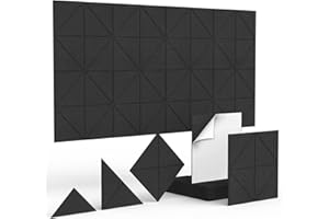 Yojoker 12 Pack Acoustic Panels Sound Absorbing, 12X12X0.4 Inches High Density Soundproof Wall Panels Self Adhesive Sound Panels Noise Reducing for Walls Decoration in Home, Recording Studio, Office