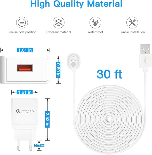TIUIHU Cargador adaptador para cmara Arlo con cable de carga accesorios compatibles con Arlo Pro3 Smart Home 2KArlo Ultra Smart Home 4K 30ft