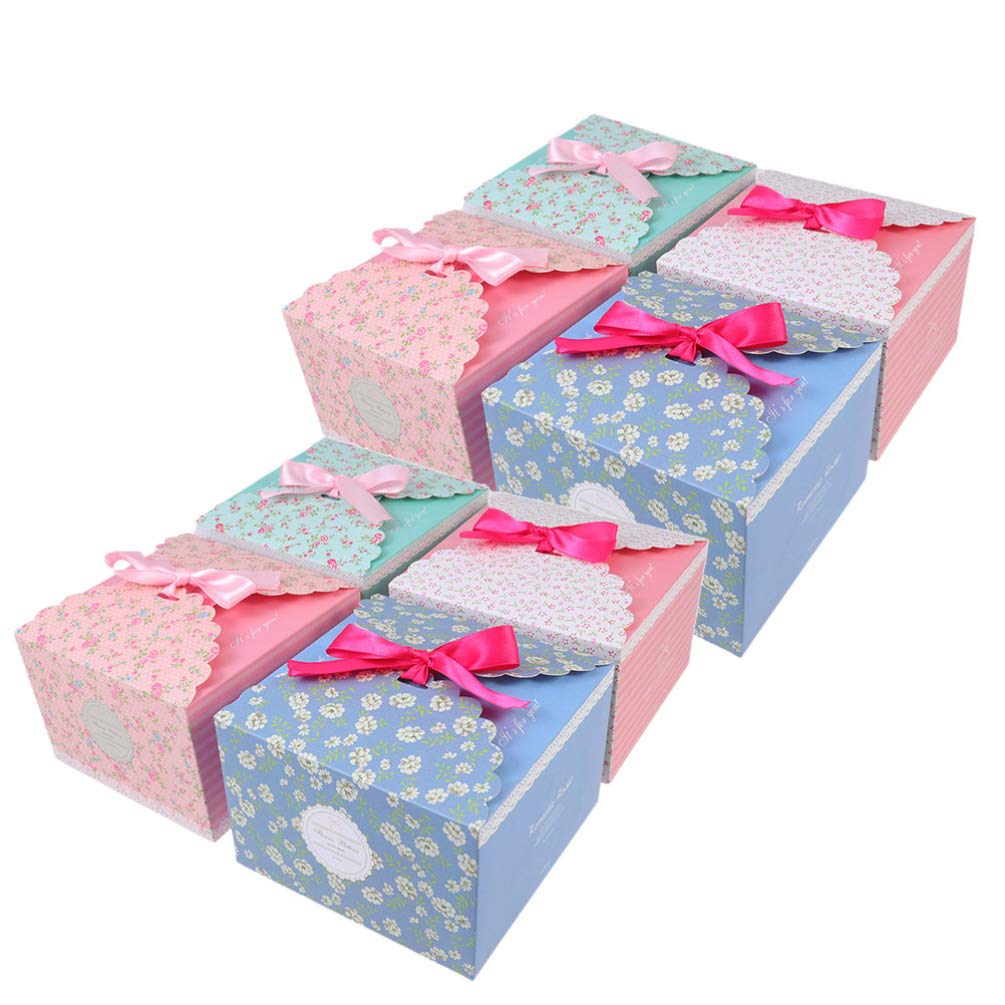 8pcs Boxes Flower Pattern Cupcake Cake Case Paper Candy Container Packaging Box Cake Bag Party Supplies