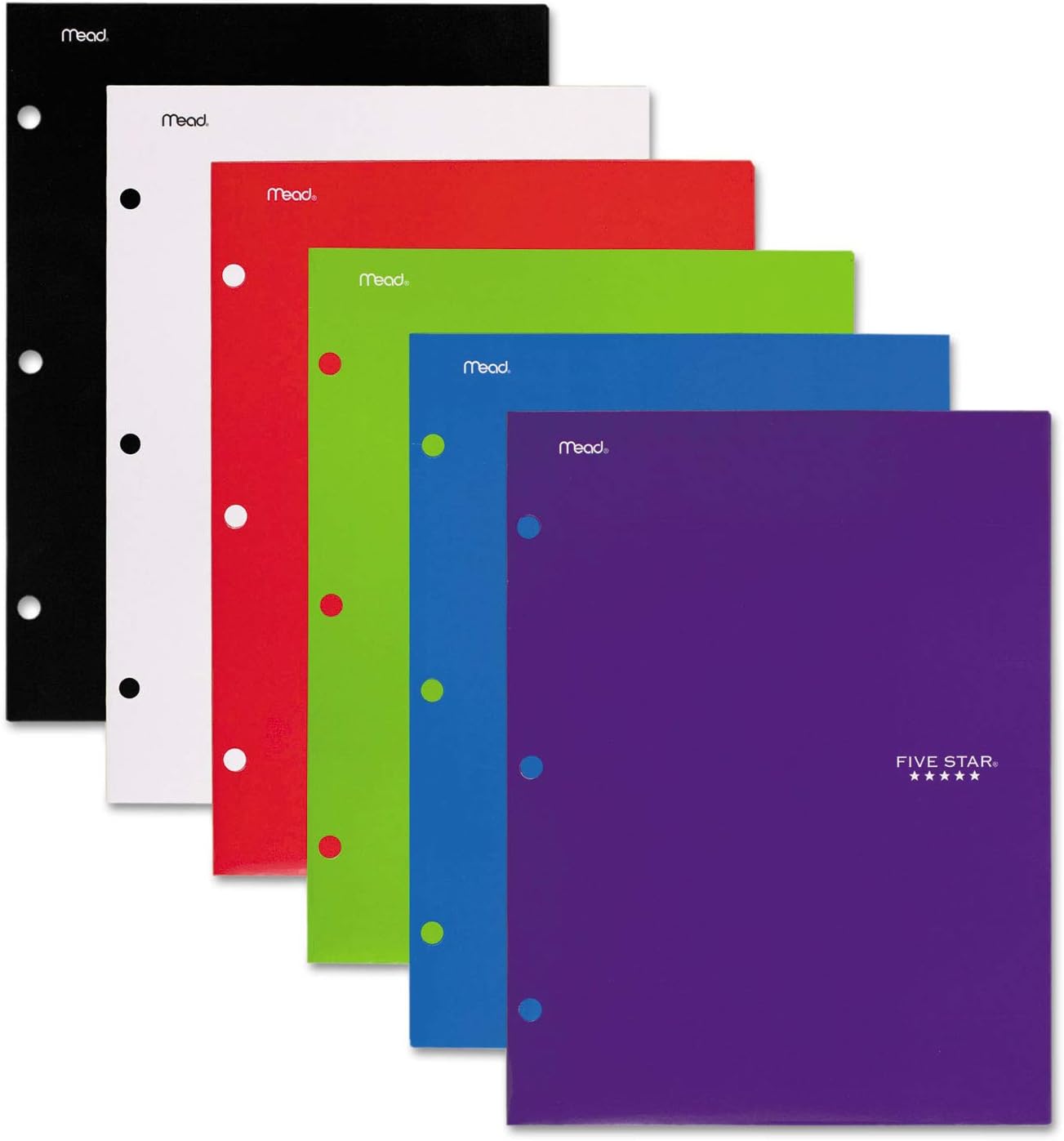 Five Star 4 Pocket Folders, 2 Pocket Folders plus 2 additional Pockets, Assorted Colors, 6 Pack (38058) : Office Products