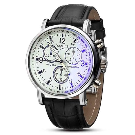  Hanyi Mens Blue Ray Glass Quartz Analog Watch