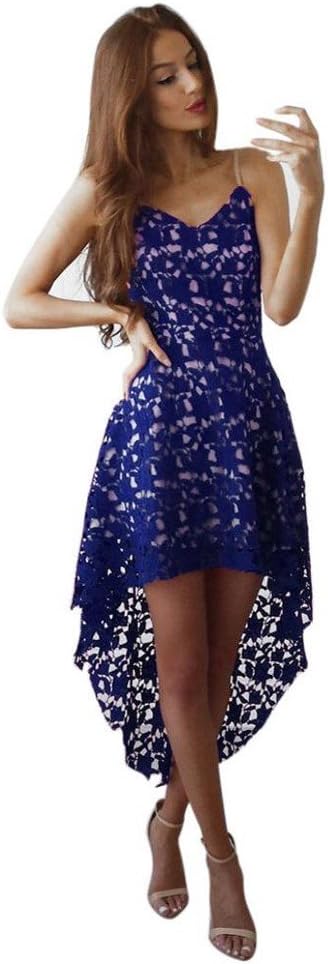 Flank Women Lace Sleeveless Floral V-Neck Cocktail Swing Irregular Dress
