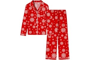Umeyda Girls & Women Pajamas Set Long Sleeve Button-Down Sleepwear Nightwear Soft Pjs Set Loungewear