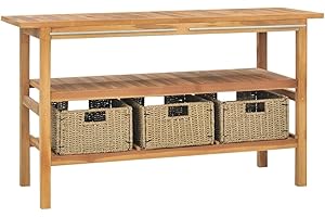 vidaXL Bathroom Vanity Cabinet with 3 Baskets Solid Wood Teak 52"x17.7"x29.5"