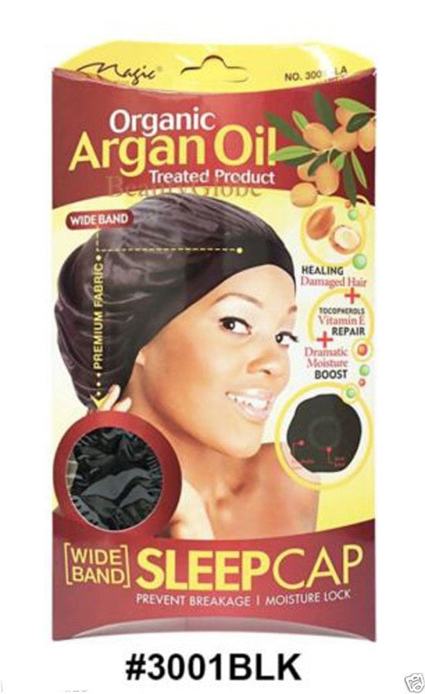 Magic Collection Wide Band Sleep Cap Organic Argan Oil Treated Cap #3001 BLA by Organic