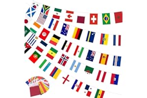 1 Pack World Flag String Flags for World Cup Decorations 2026, 48 Countries Bunting Banner - Double Sided Fabric String Banne