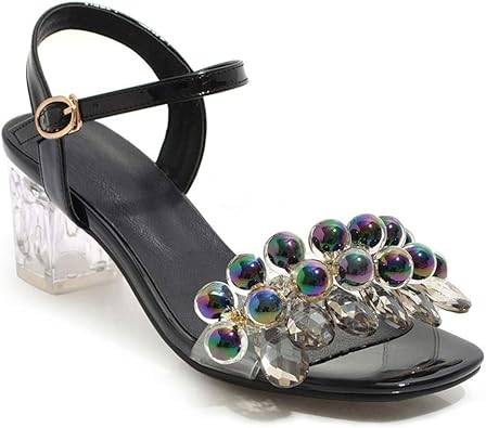 crystal block heel sandals