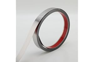 Gaahing Brushed Metal Trim, Peel and Stick Stainless Steel Wall Molding for Fireplace, Mirror Frame, Furniture and Home Decoration, 16.4 ft x 0.4 in