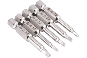 Bestgle 5 Pcs Magnetic Triangle Head Screwdriver Bits, 1/4" Hex Shank S2 Steel Triangular Tips Screw Driver Bit Set Electric 