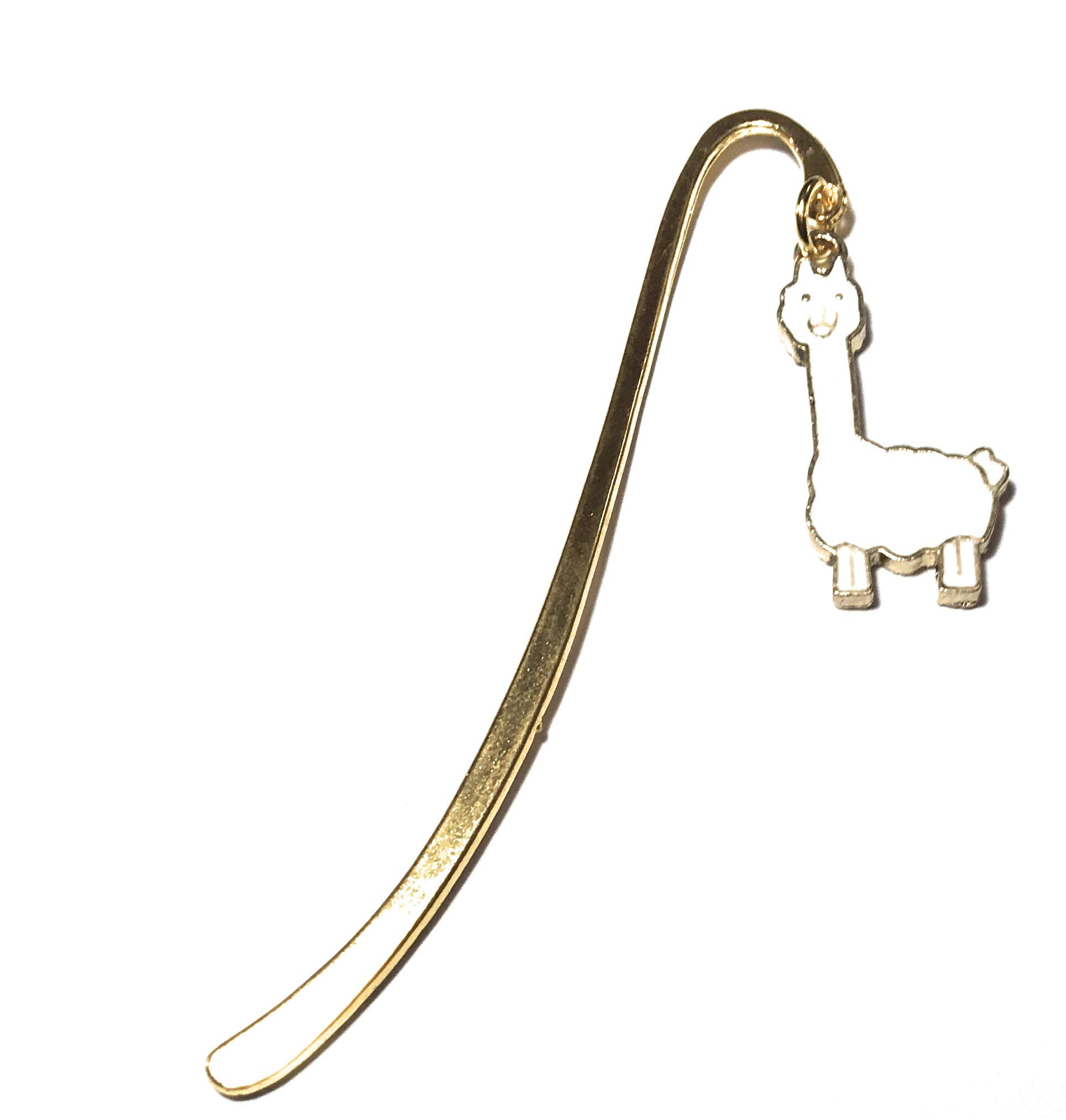 FizzyButton Gifts Gold Tone Enamel Alpaca Llama Charm mini Bookmark in Gift Bag