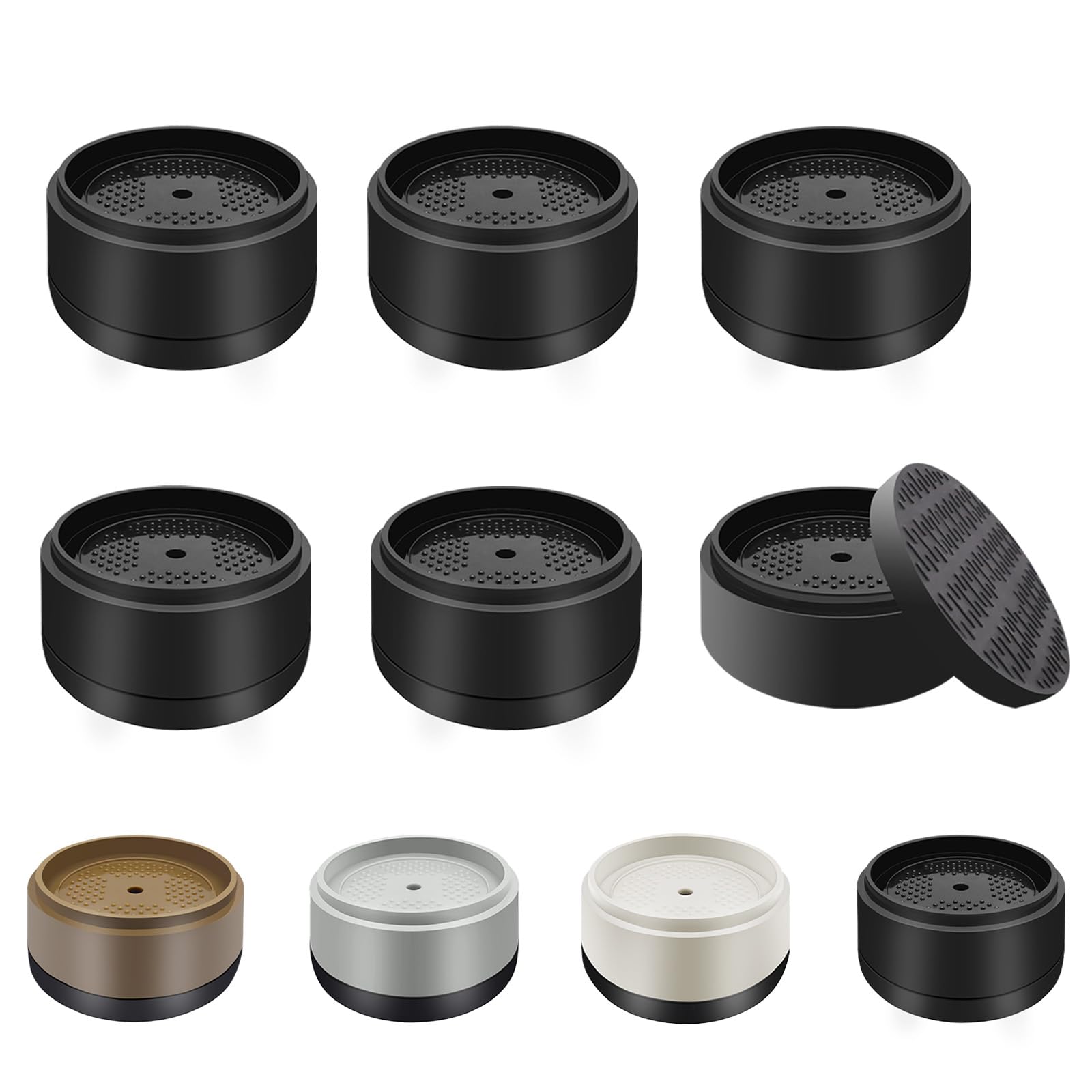 Photo 1 of Furniture Risers Bed Risers Heavy Duty 1 inch, 2 inch, 3 inch, 4 inch Round Adjustable Bed Lifts Riser for Desk Legs Table Couch Sofa Chair Refrigerator Washing Machine (1 Inch, Black, 6 Pack )