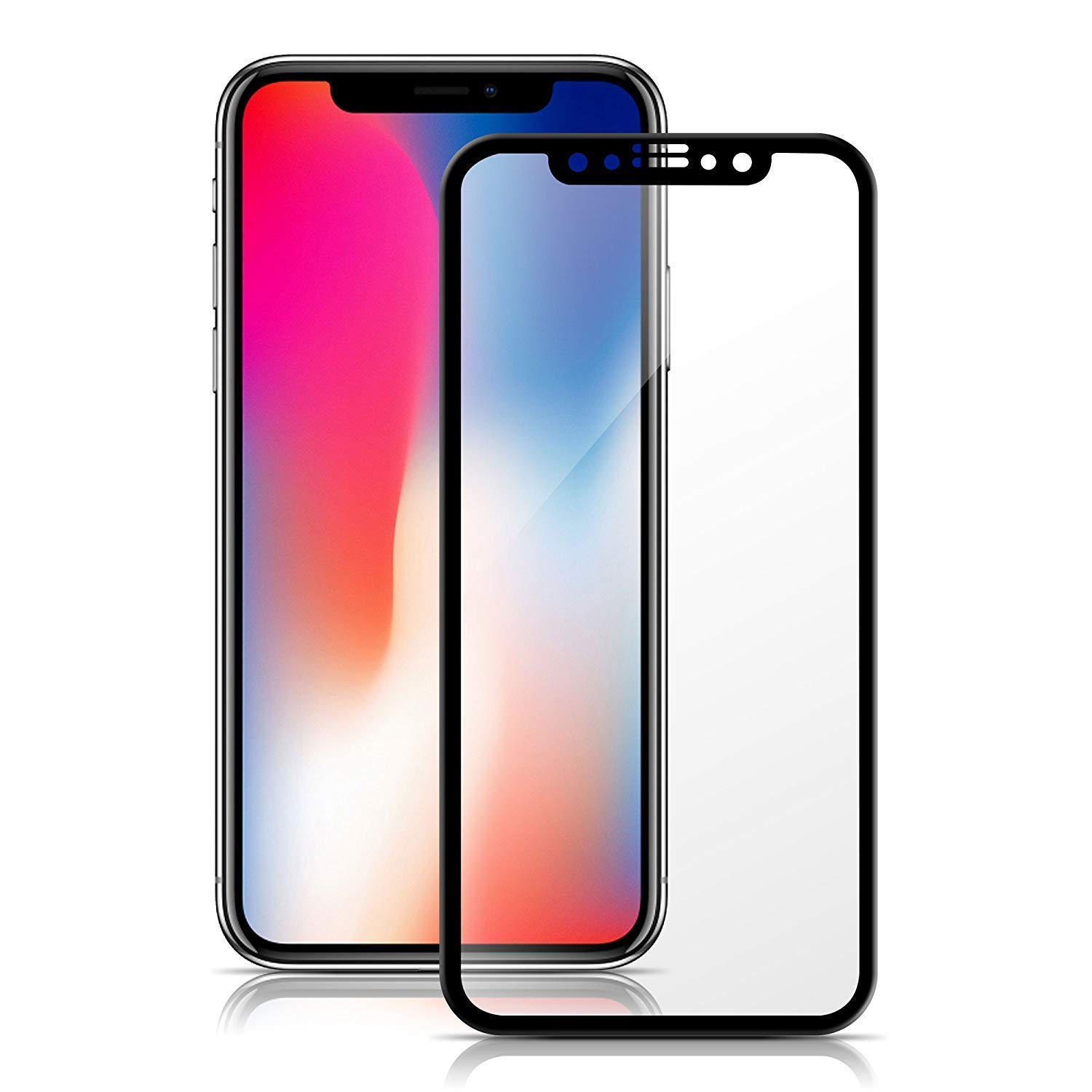 iPhone X Screen Protector,9H Crystal Clear Tempered Glass Screen Protector 3D Full Coverage Protective Film Replacement For Apple iPhone X （Black Color