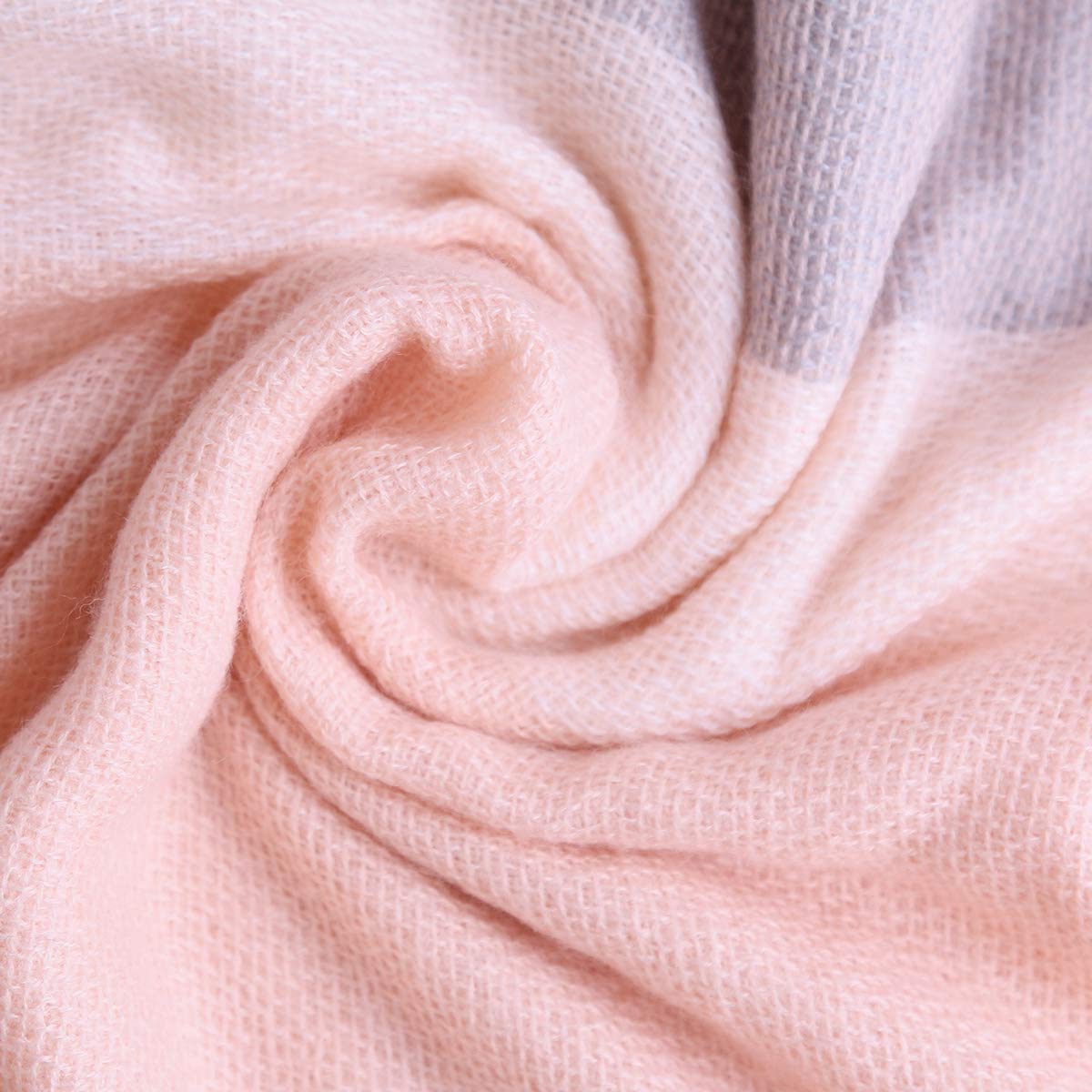 Women Square Plaid Blanket Scarf Shawl for Winter Wear Oversized Warm Soft Chunky Square Scarf (pink)