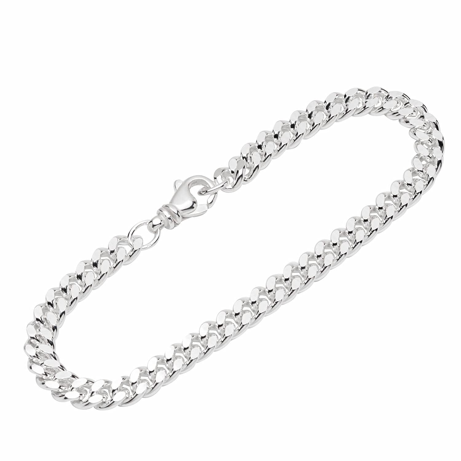 NKlaus bracelet 925 Sterling Silver 23,5cm curb chain 2 fold diamond bracelet chain 12252