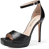 DREAM PAIRS Women's Stiletto High Heels Platform Ankle Strap Square Open Toe Dress Sexy Sandals