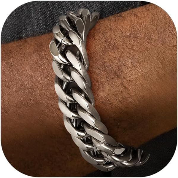 Pulsera Cubana Hombre En Acero Inoxidable Pulido Marido Novio