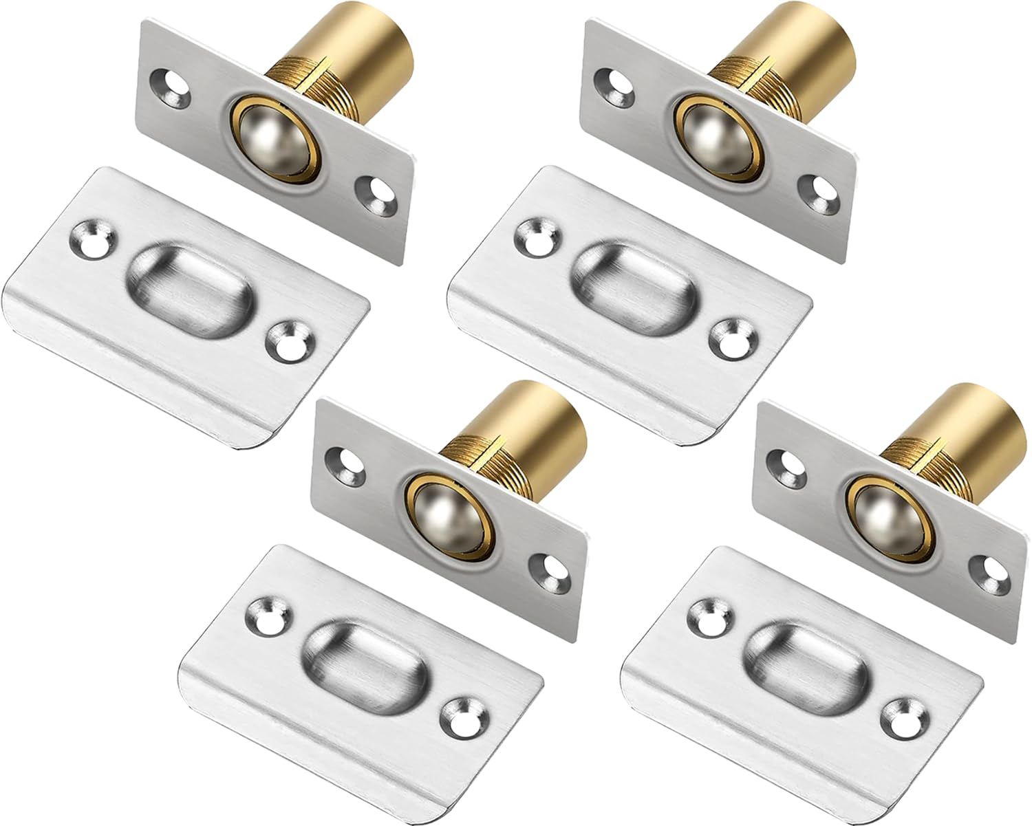 Litensh 4PCS Adjustable Closet Door Ball Catches for Internal Doors, Invisible Pantry Roller Ball Door Latch Catches Spring Roller Bearing Doors Catch Hardware for Cupboard Closet Silver