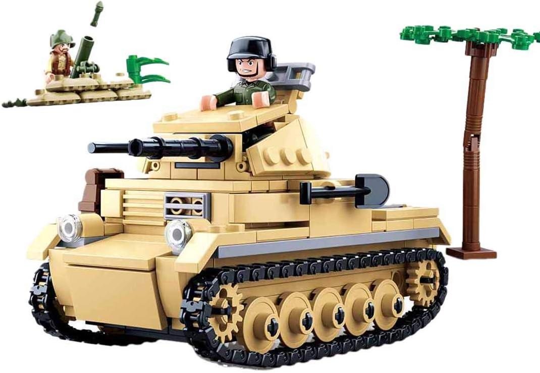 DOSGO Tank Model Kit, 356 PCS Army Tank Toy Puzzle to Build For Boys, Girls, Kids And Adult, Small Building Block Compatible Lego - No.2 Tank
