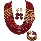 aczuv Nigerian Jewelry For Women African Wedding Necklace Set Crystal Beaded Bridal Jewelry Sets