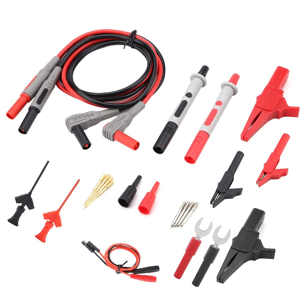 Multimeter Test Leads Kit Electronic Digital Multimeter Test Leads Kit with Crocodile Clips P1300D Replaceable Rubber Insulation Multimeter Probe Tips Set for Multimeter