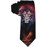 SARA NELL Men's Classic Woven Business Tie Silk Necktie Fire Lion King Animal Neck Ties