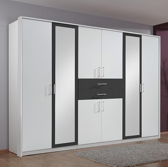 Wimex 450548 Kleiderschrank Diver, Weiß, Abs. Anthrazit, 270 cm Breite