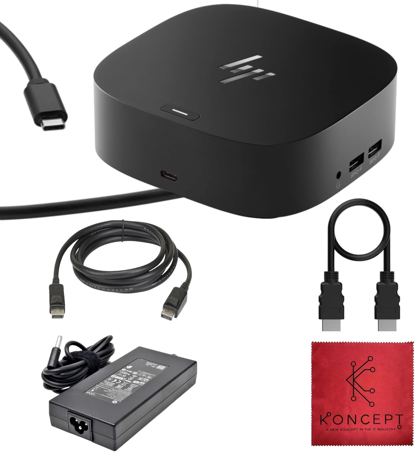 Photo 1 of HP Docking Station for Laptop Dual Monitor and Charging - 5TW10AA / 5TW10UT / 5TW10AA#ABB USB-C G5 Dock with 120W AC Adap TER + HDMI Cable + DisplayPort Cable + Cleaning Cloth (Renewed)