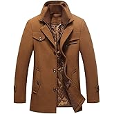Lavnis Men's Winter Wool Coats Slim Fit Single Breasted Trench Jacket Woolen Pea Coat