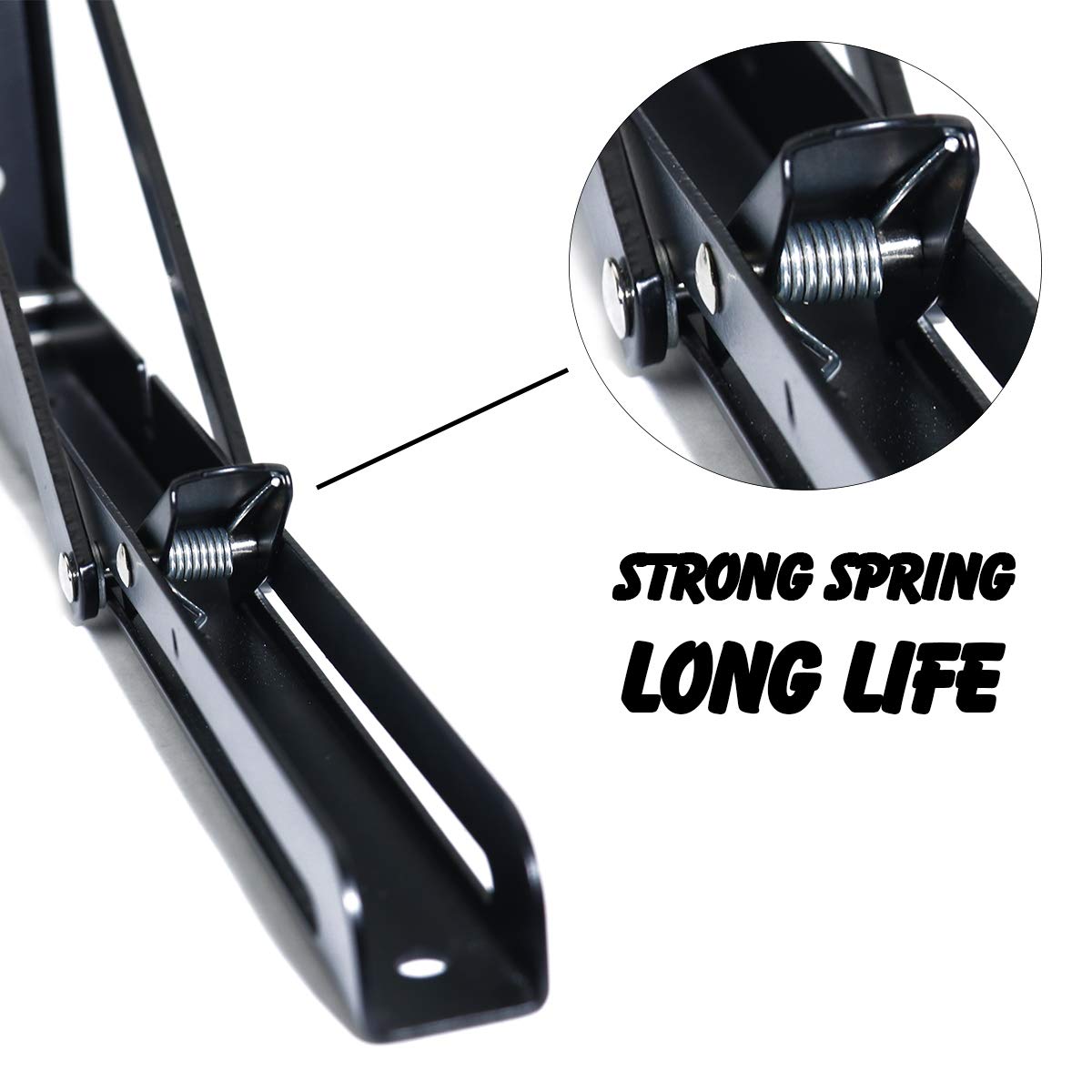 Boeray 16" Folding Shelf Bracket Carbon Steel Triangle Wall Mount Support Black Heavy Duty Paint Bench Table Shelf Brackets 90 Degree Hinge Shelves Tables 220 lb / 100KG Load Pack of 2 with Screw