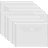 Briartw 20 Storage Envelopes Hook and Loop Closure,7x5" Resealable Plastic Envelopes Pockets for Cutting Dies Stencil Crafts Organizer Holder,Clear Storage Bag for Clear Stamp,Die Cuts,Photos