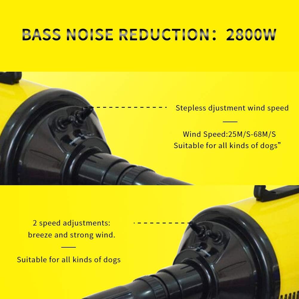 SLADE Dog Dryer Blow Grooming Hair Dryer for Large Dogs Pet Professional High Velocity Blower Hot and Cold 30-70℃ Adjustable for Medium Large Big Dog 3200W/4.2HP (Yellow-2 Speed adjustments)