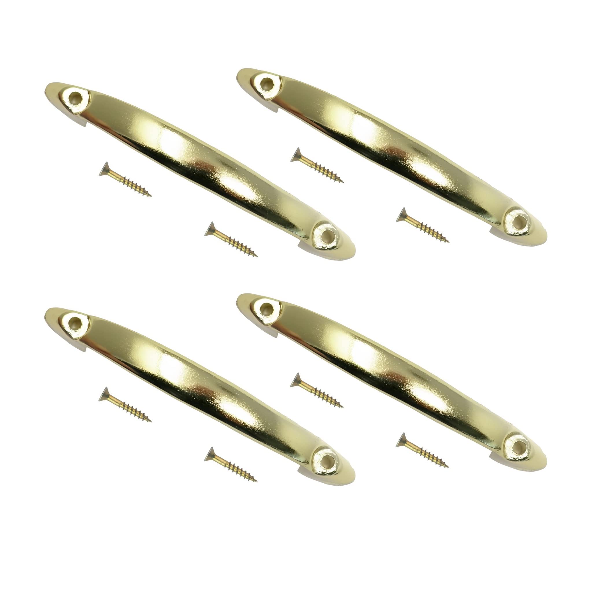 TERF® Traditional Electro Brass D-Shape Front Fix Pull Handle 95mm (3.74 inch) Including Fixing Screw for Kitchen Cupboard Cabinet Drawer Wardrobe Door Pull Handle - Pack of 4