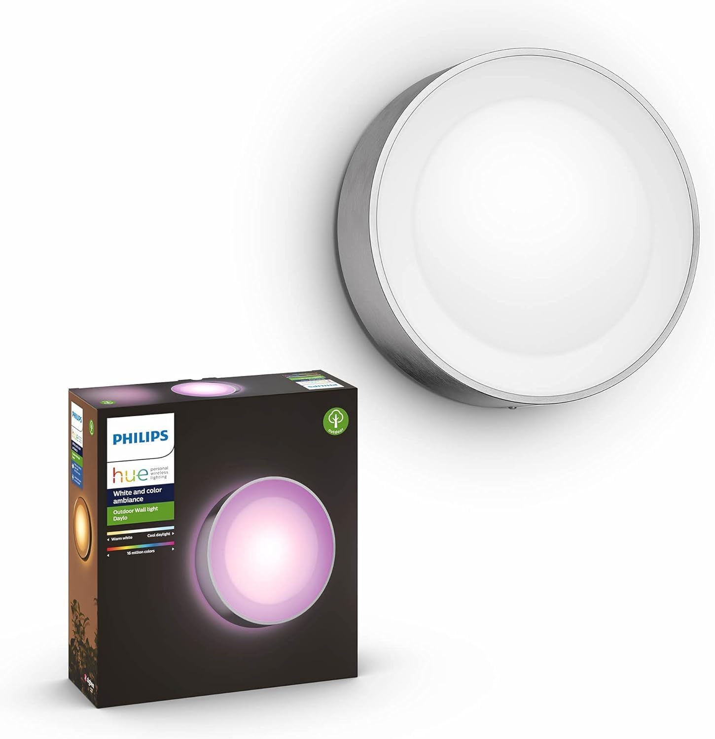 Philips Hue Daylo White & Colour Ambiance Smart LED Outdoor Wall Lighting, for Home Garden, Patio. [INOX] Works with Alexa, Google Assistant and Apple Homekit — image 1