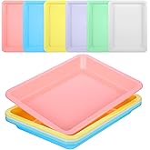 24 Pack Plastic Art Trays for Classroom, 9.6 x 7.3 Inches Activity Sand Trays Flat Serving Craft Organizer Tray Stackable Bins for DIY Projects Painting Beads Office School DIY Projects (6 Colors)