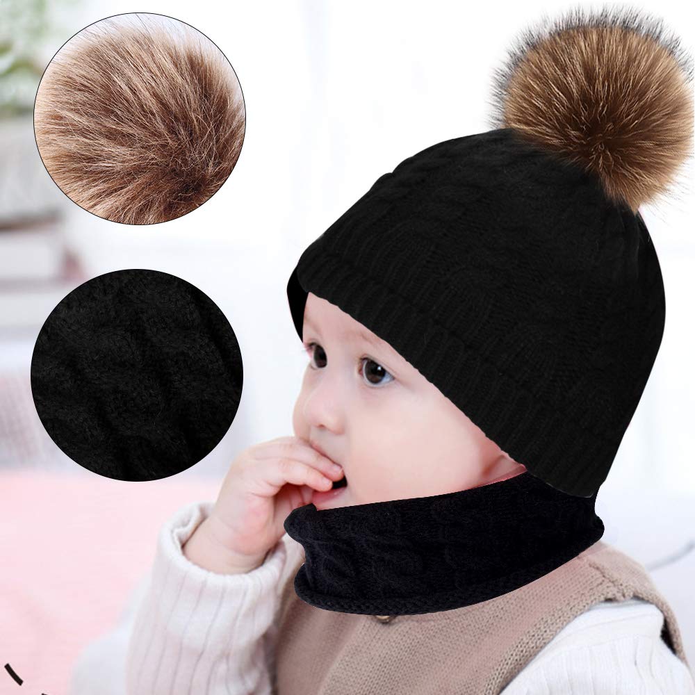 Hicdaw 6PCS Toddler Winter Hats Baby Mittens Gloves Neck Warmer Baby Winter Hat Kids Winter Hat Gloves Scarf Set for Boy Girl