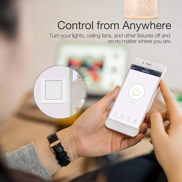 MOES Interruptor Inteligente inalambrico Luz WiFi interruptor pared Compatible con Alexa y Google Home trabajo con apps Smart Life y Tuya Neutral Requerido