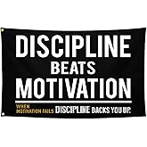 NASIAN Discipline Beats Motivational Flag - 3x5 Ft Inspirational Flag for Room, Gym, Dorm, Man Cave - Wall Decor