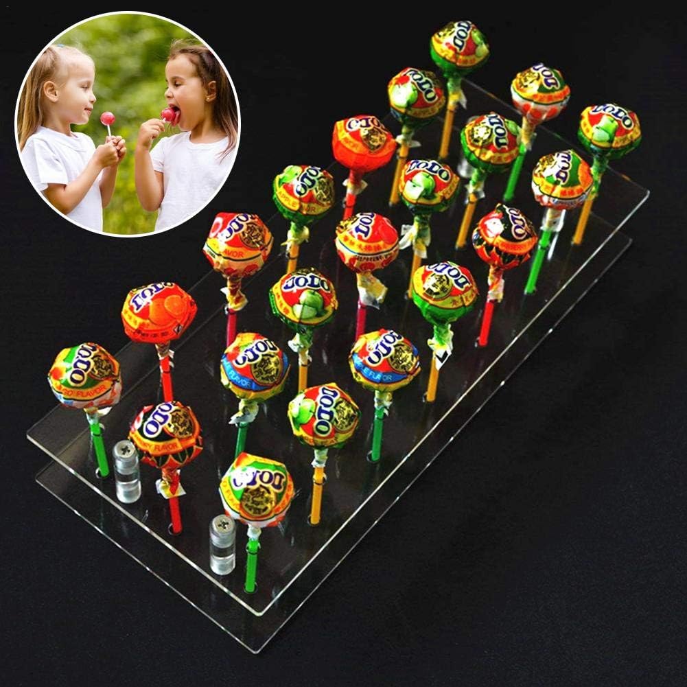 miniflower Punchki Acrylic Lollipop Display Stand Holder,21 Hole Acrylic Cake Lollipop Clear Display Stand Double-Layer Design is Rugged and Easy to Clean opportune