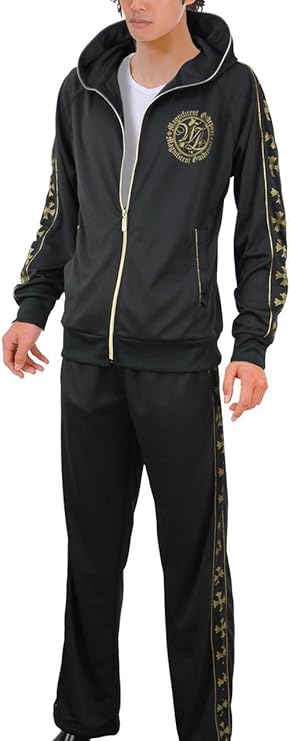 ジャージ 上下セット メンズ 長袖 パーカー おしゃれジャージ セットアップ S2606 04 ブラック ゴールド M ジャージ上下セット 通販 Amazon